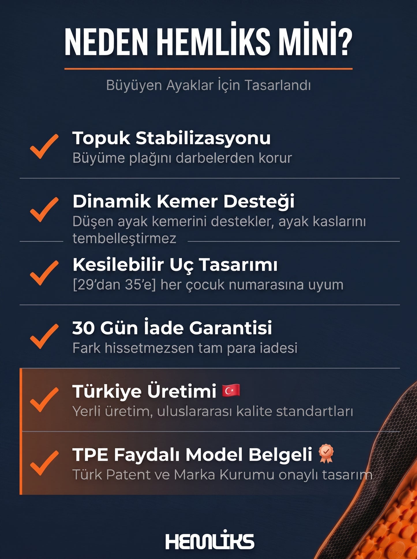 Hemliks® Ortopedik Çocuk Tabanlığı